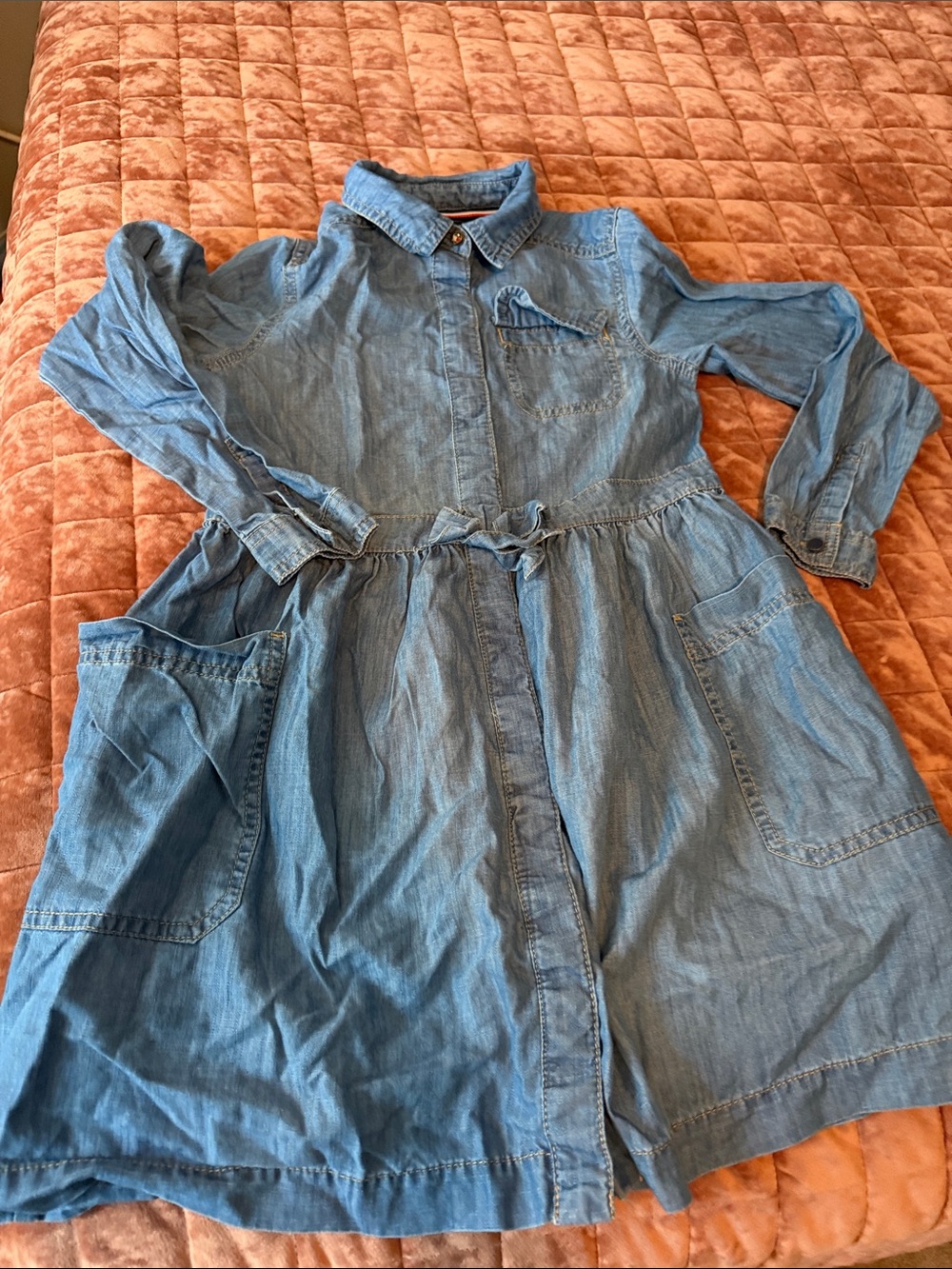 Tommy Hilfiger Light Blue Denim-Style Button Front Dress kids 6 girls